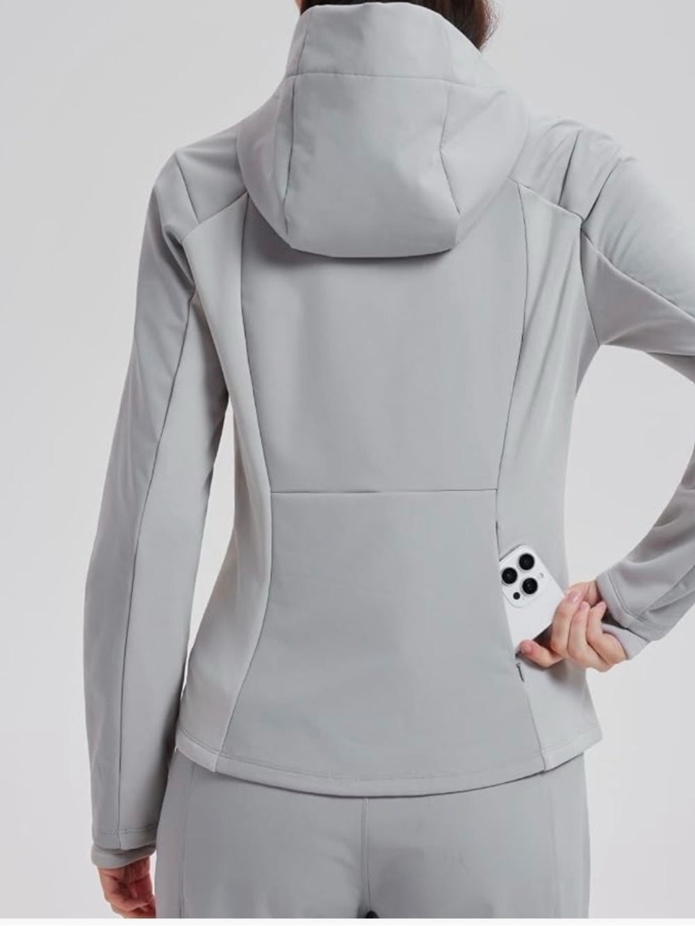 Women's Light Gray Hooded Utility Jacket
